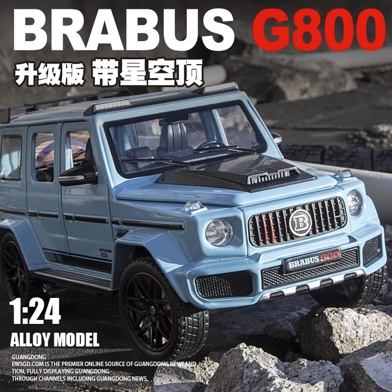 1/24奔驰巴博斯G800仿真合金越野车模型声光回力玩具带星空