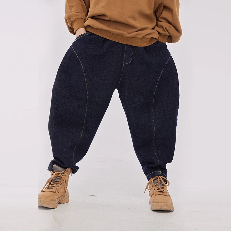 MT原创童装日系男童个性牛仔裤哈伦裤儿童秋冬装宽松中大童休闲裤