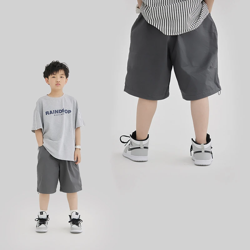 MT原创童装日系男童短裤夏季新款宽松休闲五分裤儿童纯色中性裤子