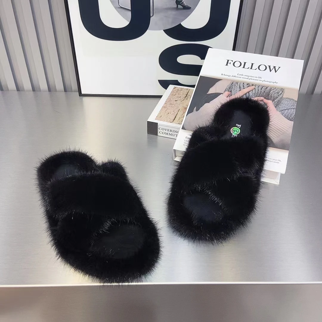 503厚底貂毛拖休闲百搭时尚韩版秋冬必备美鞋鞋子网红软底防滑