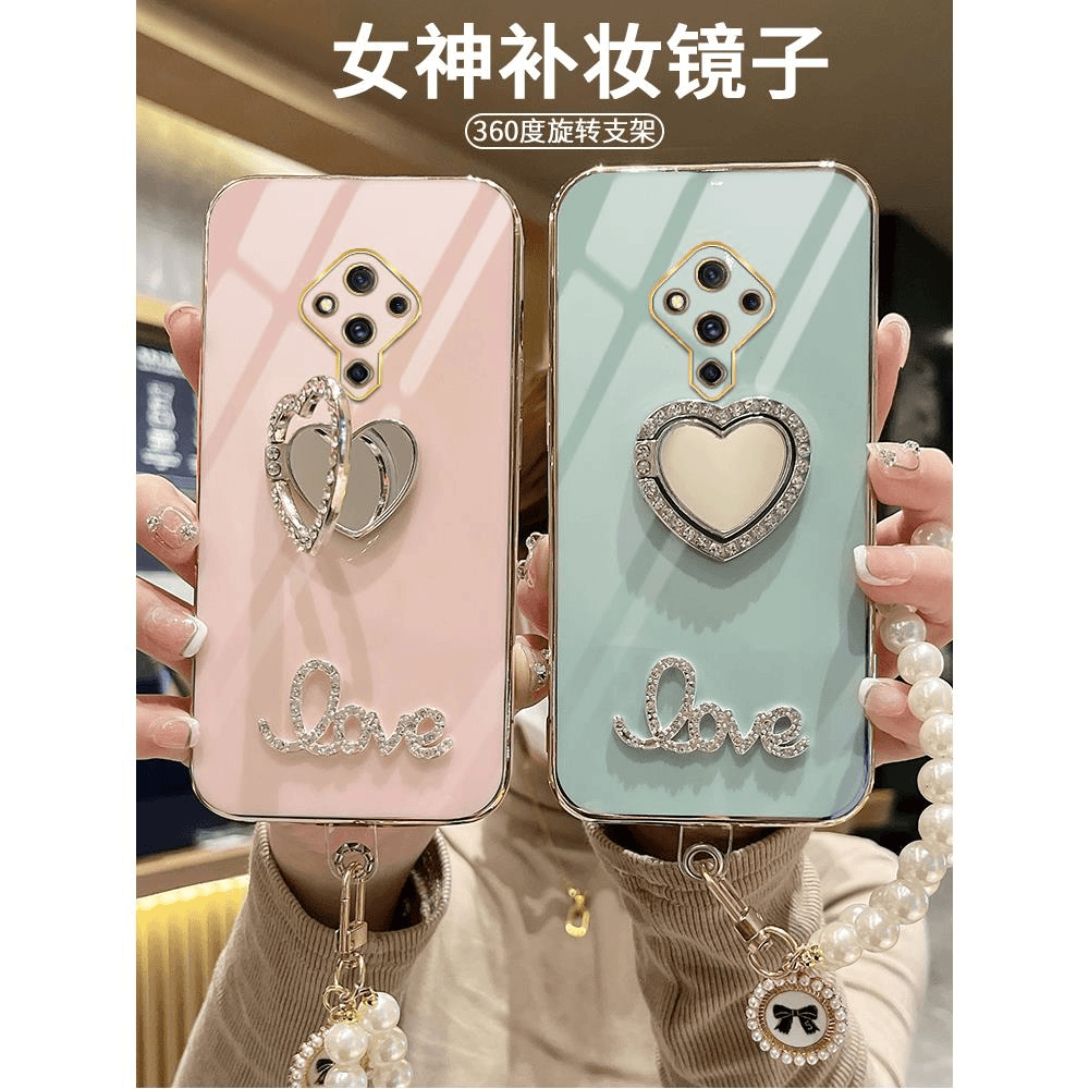 vivos5手机壳新款男女s5网红补妆镜子软硅胶支架潮保护套时尚防摔