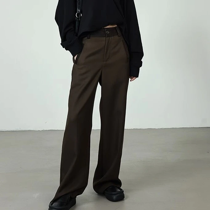 春秋休闲女裤2025年新款韩版设计感百搭西装裤宽松阔腿裤直筒裤