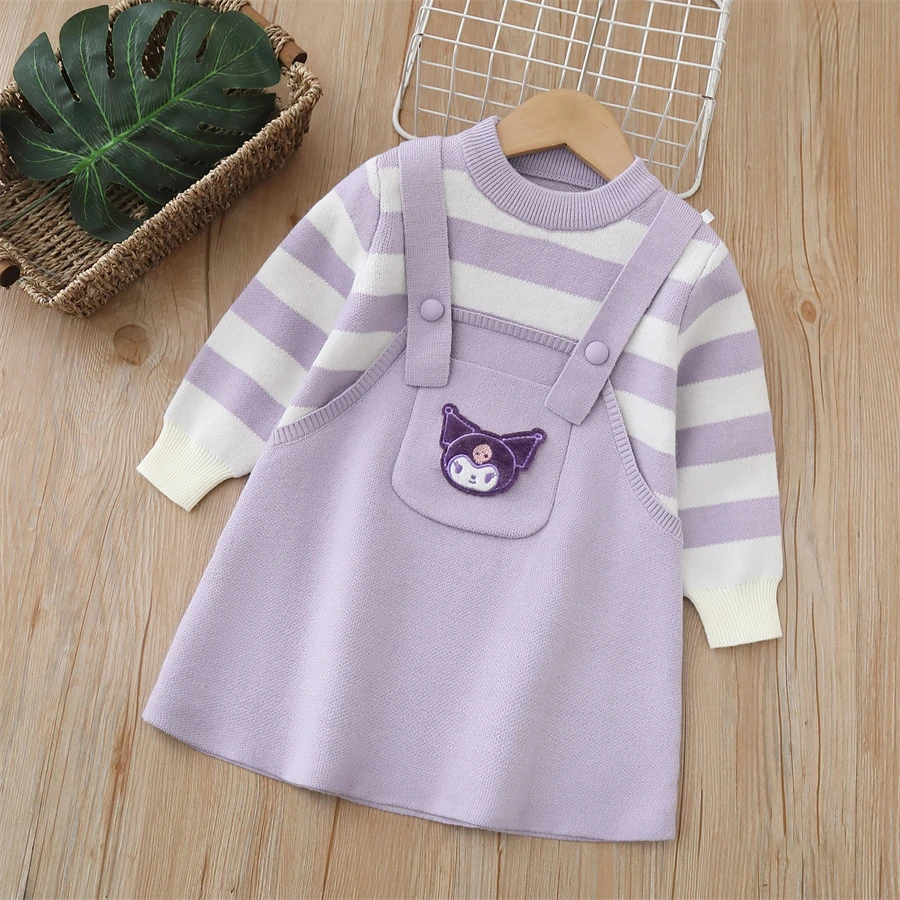 女童毛衣裙2024秋冬新款甜美蝴蝶结针织连衣裙女宝宝3裙子4儿童