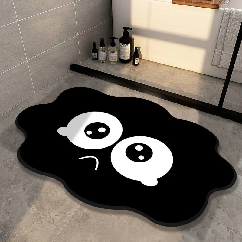 硅藻泥卫生间吸水垫卡通小煤球浴室地垫家用门口防滑垫入户门脚垫