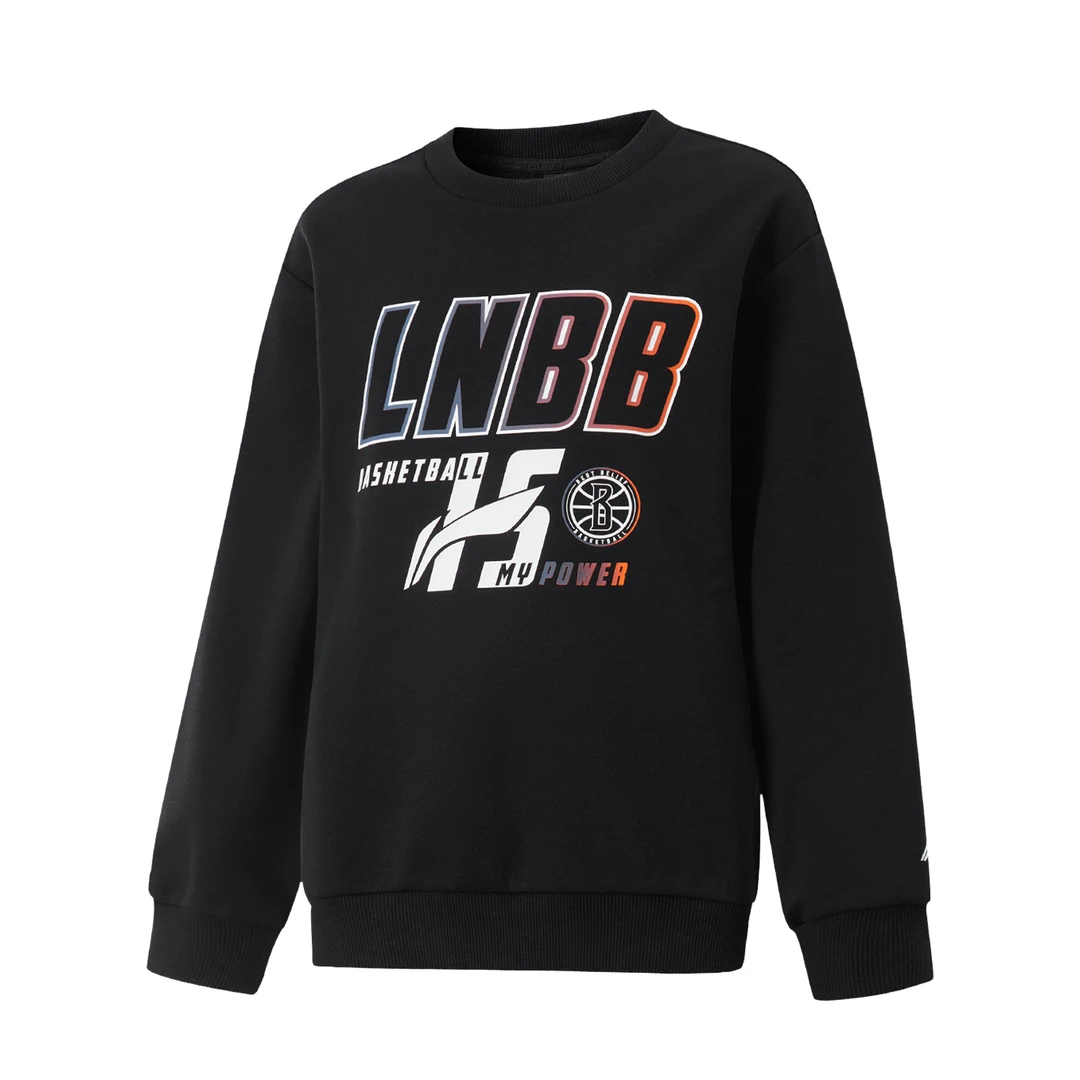 李宁冬季男童卫衣2024冬季新品加绒保暖学生套头卫衣YWYU057