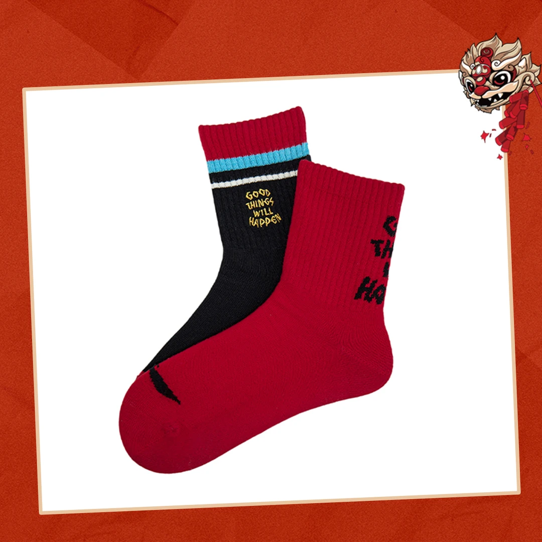 李宁男大童袜子2024冬季新品运动生活系列中袜两双装YWTV003