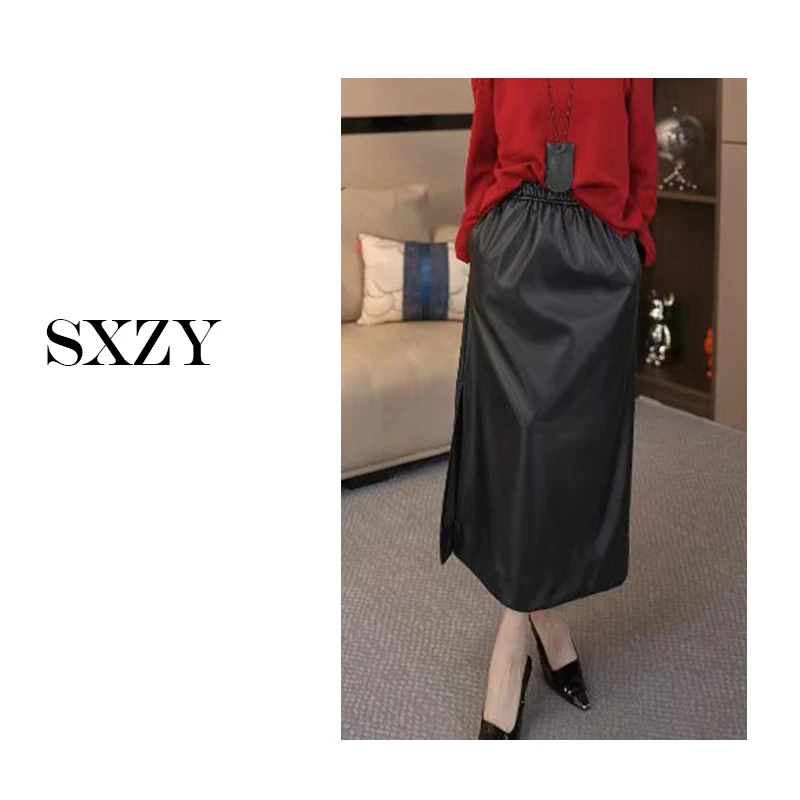 ‘佳佳专属链接’秋款气质百搭侧开叉显瘦皮裙女装半身裙