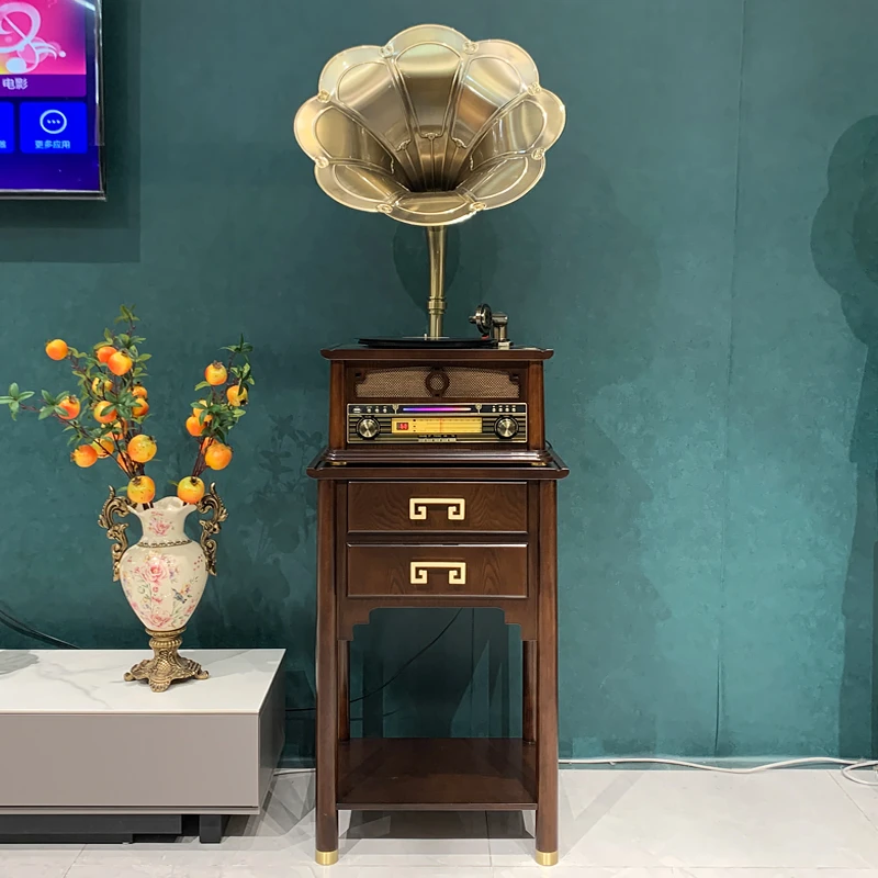 ODN/欧蒂诺新中式仿古留声机客厅复古黑胶唱片机音响家用多功能