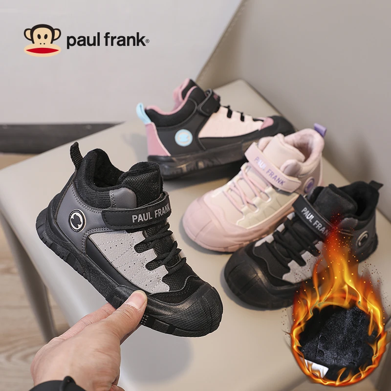 大嘴猴冬季儿童加绒加厚运动鞋2024新款男女童户外百搭休闲棉鞋潮