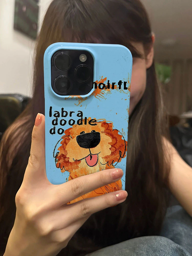 新款吐舌小狗苹果15promax小众手机壳iPhone14高级菲林13治愈系12