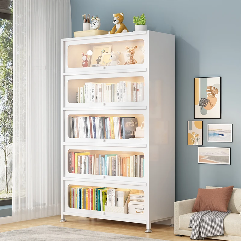 防尘钢制书柜储物柜一体家用落地置物柜书籍玩具多层收纳柜