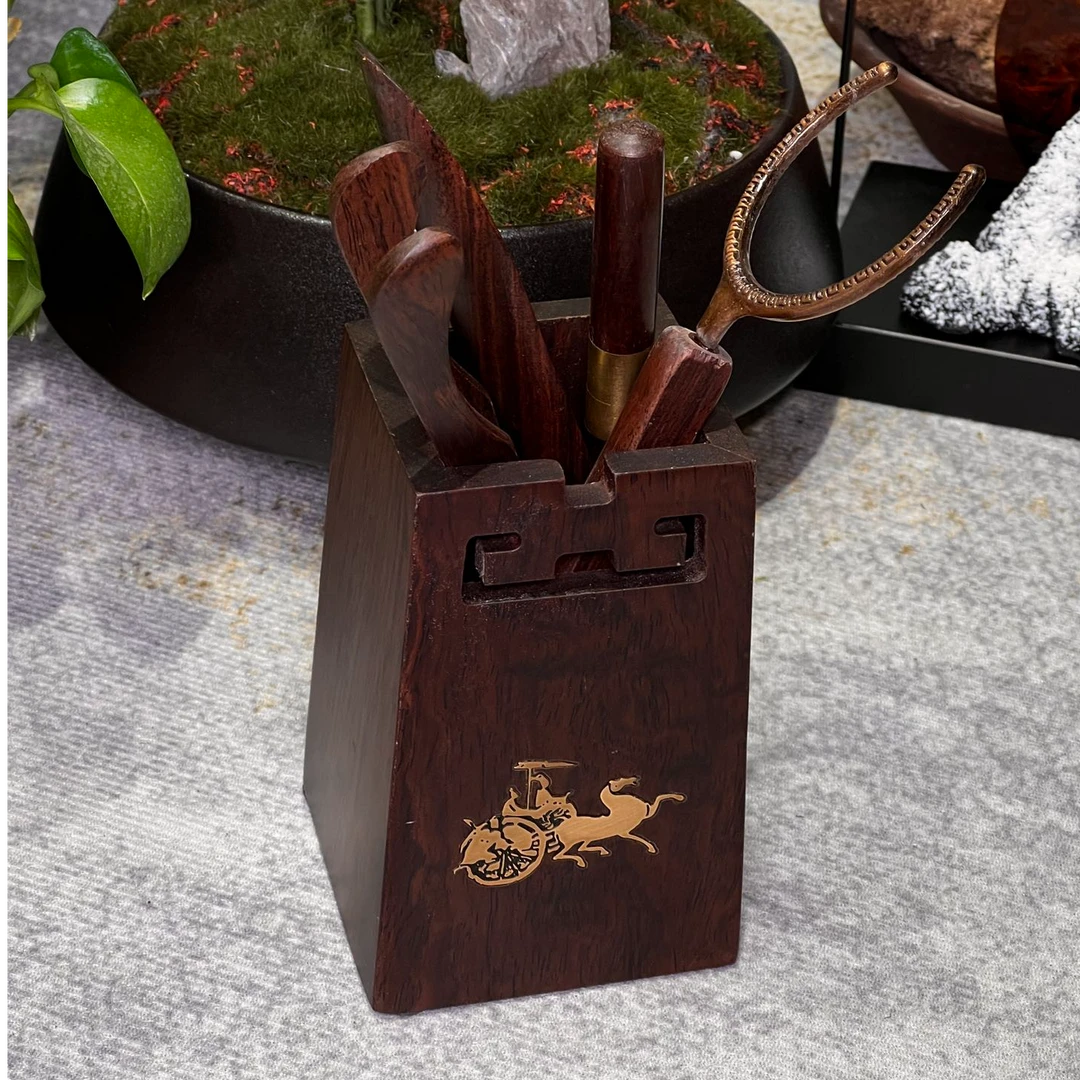 黑檀木风水车轮五君子