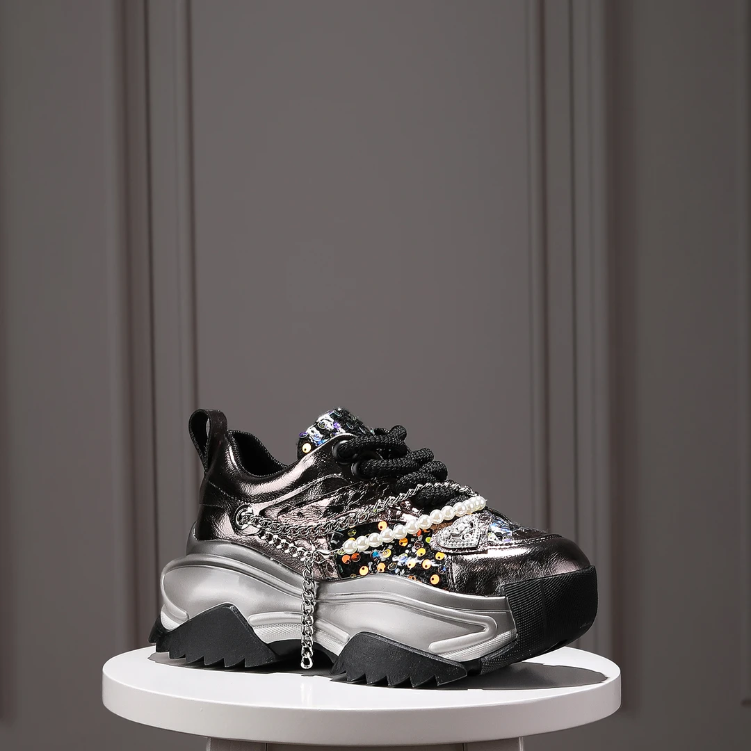 淘爱朵●掌上明珠●闪增高7cm时尚厚底增高潮流女士休闲鞋7715