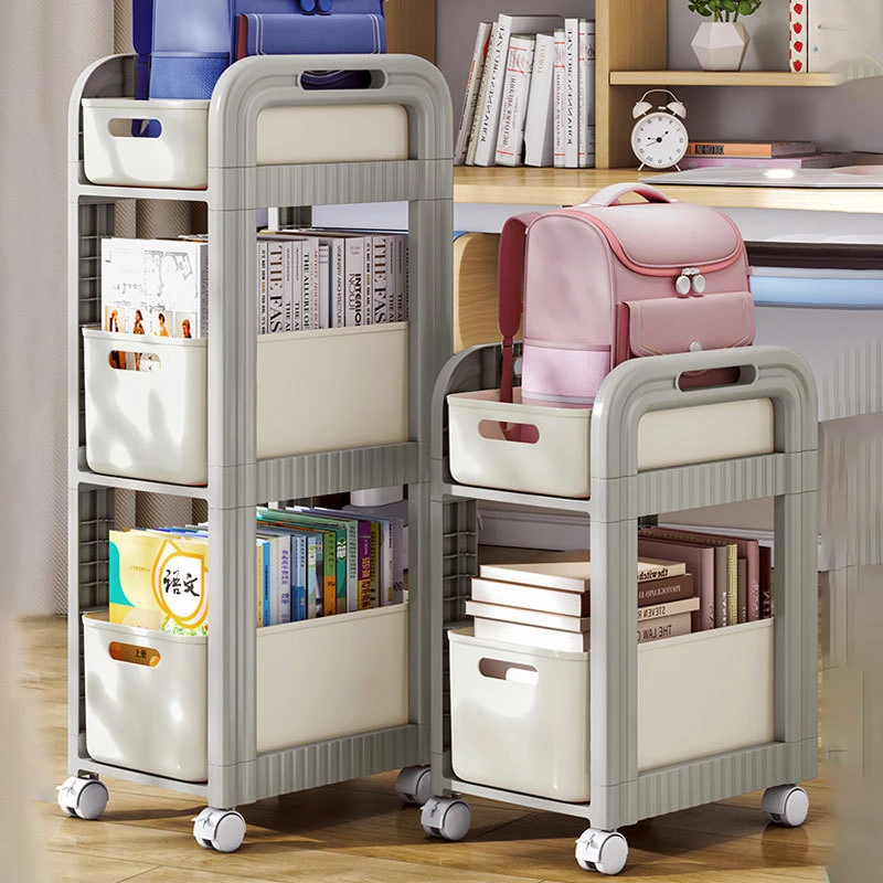 多功能书包架抽屉式客厅小推车桌下书本收纳架可移动多层宿舍书架