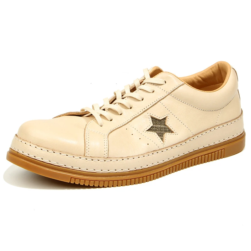 高品质头层牛皮微脏做旧小白鞋小脏鞋时尚真皮板鞋男士休闲鞋男鞋