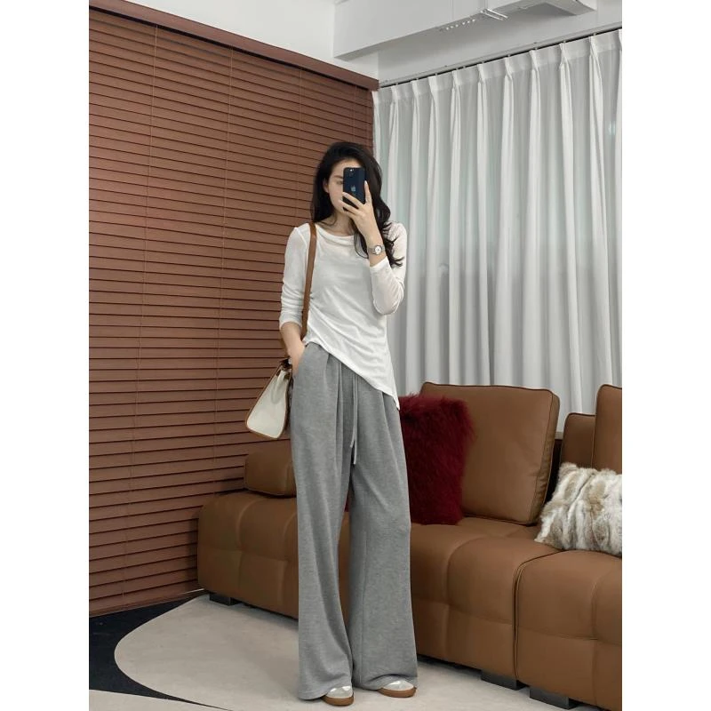 反季青仓【面膜裤】垂感直筒裤休闲百搭夏季宽松拖地M24HY021