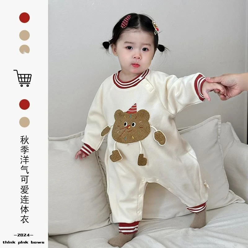 宝宝秋装连体衣超萌可爱哈衣秋季休闲百搭爬服婴儿包屁衣洋气爬服