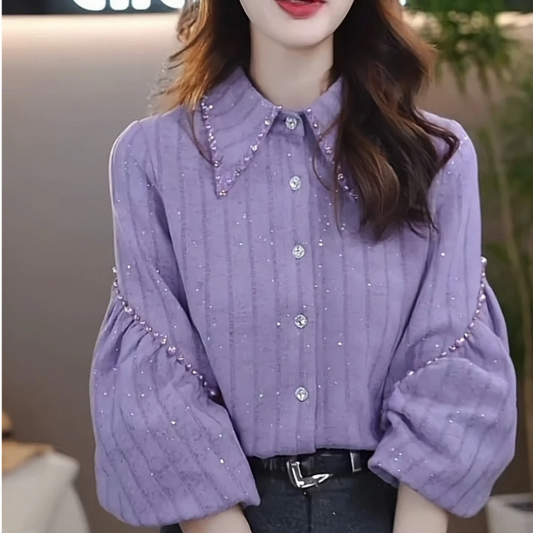 简约气质翻领女秋冬季新款慵懒风内搭针织衫上衣 5860