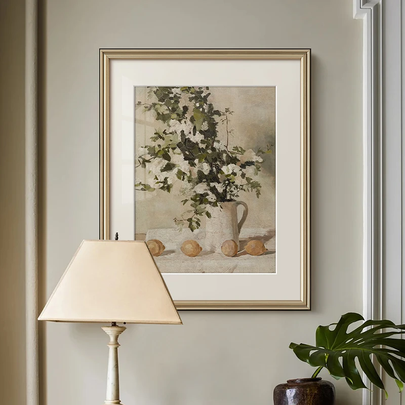 白韵清柠》现代法式轻奢复古艺术客厅装饰画餐厅玄关静物花卉挂画