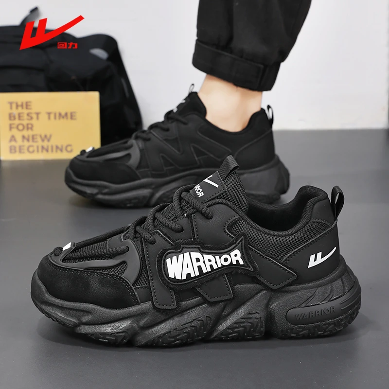 回力黑武士老爹鞋子男冬季2025新款防滑厚底休闲运动网面跑步潮鞋