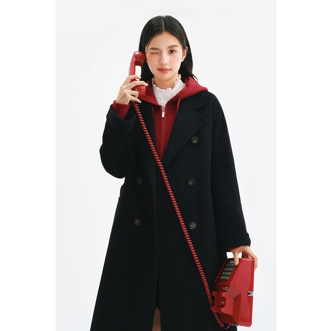 【三生三世】诗凡黎高级感毛呢外套24冬双面呢绵羊毛大衣SF7170401D