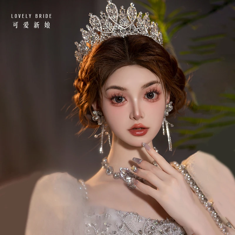 新娘头饰皇冠高级感法式奢华重工公主生日王冠结婚主婚纱发饰A08