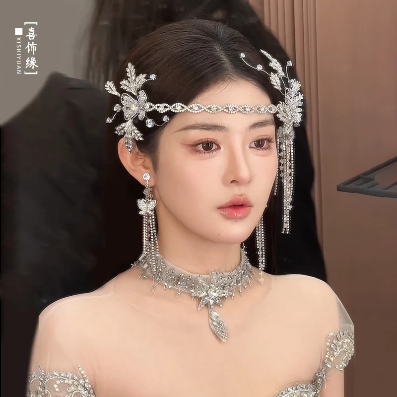 森系超仙高级发箍甜美轻奢公主闪钻头饰婚纱礼服精致发饰20240838