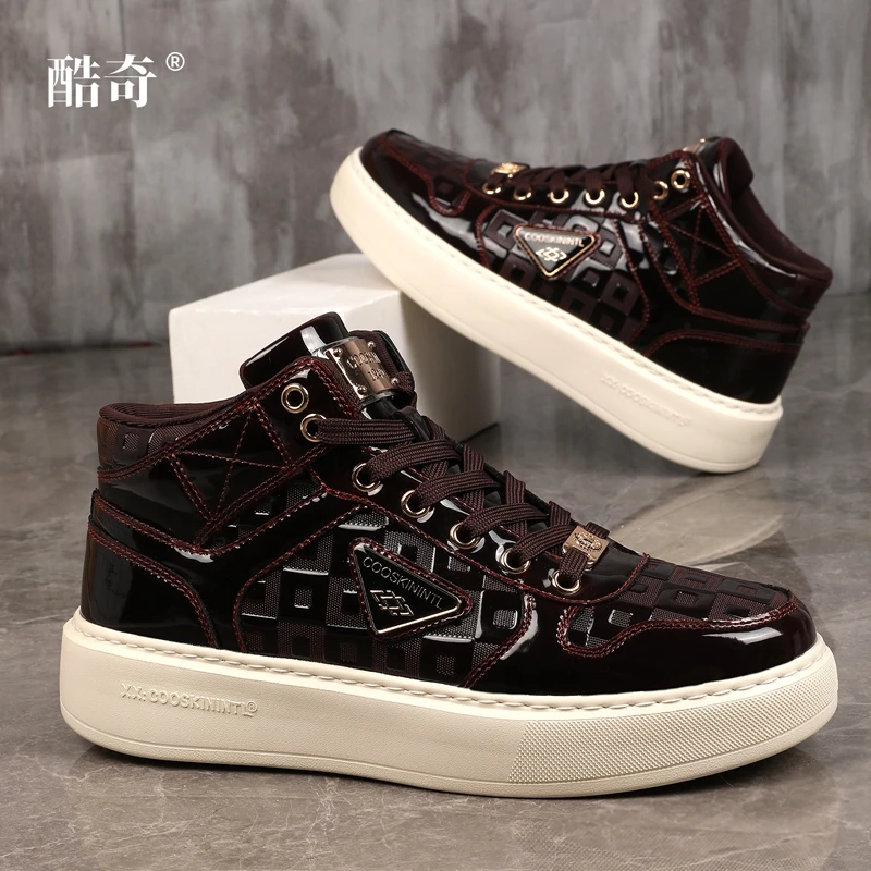 GUCL【设计师款】安可拉红-发布会主色调-春季高帮牛皮时尚百搭男鞋