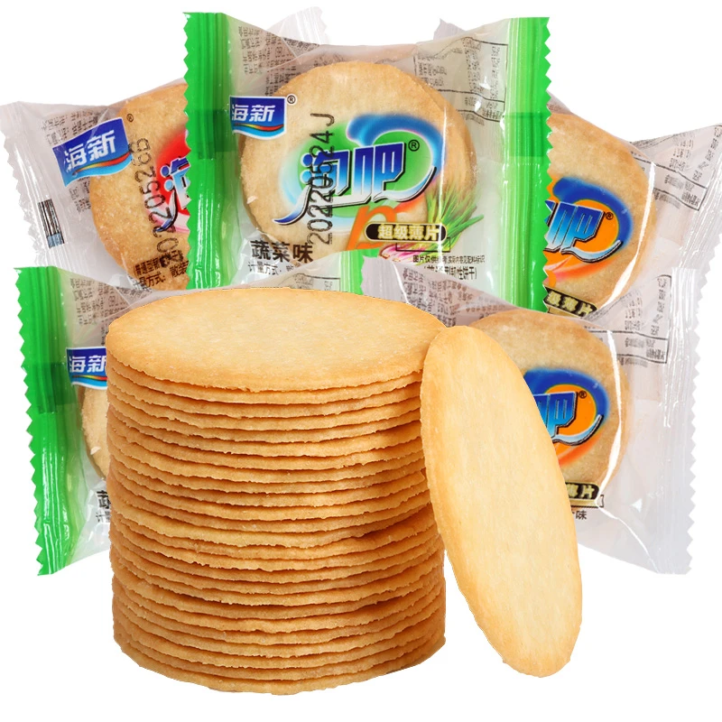 海新泡吧饼干超级薄片咸味香葱薄饼童年小零食品休闲散装薄脆饼干