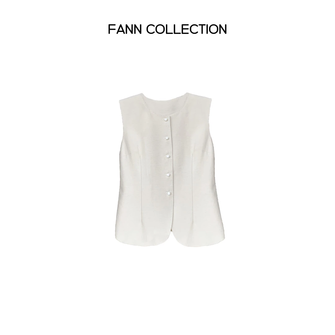 饭饭FANN COLLECTION 夏季松弛 圆领时尚麻料西装马甲FANNE003