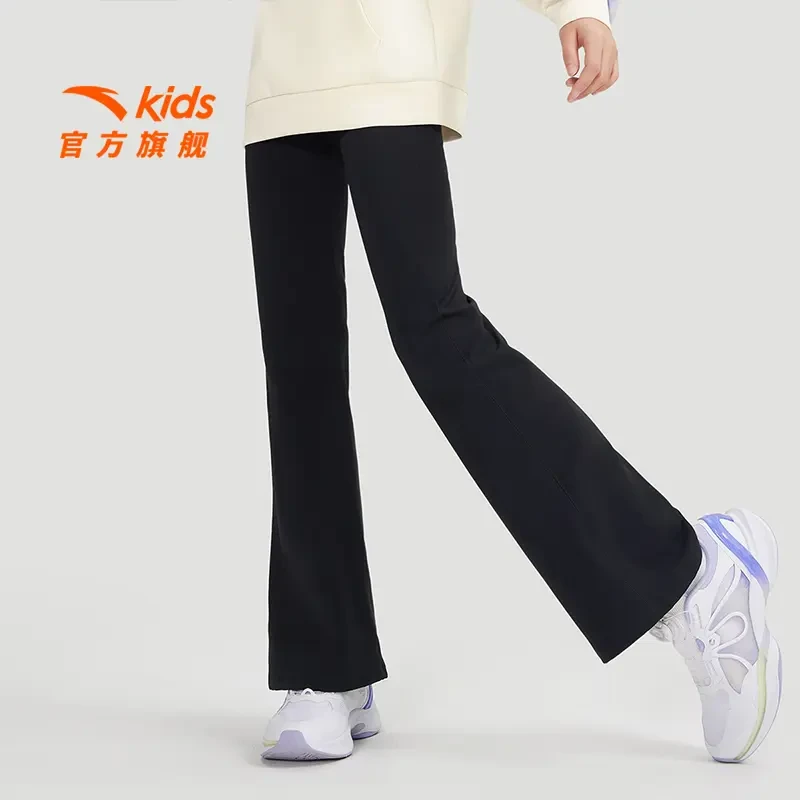 安踏儿童针织运动长裤24秋季新款女大童弹力高腰喇叭裤362437705B