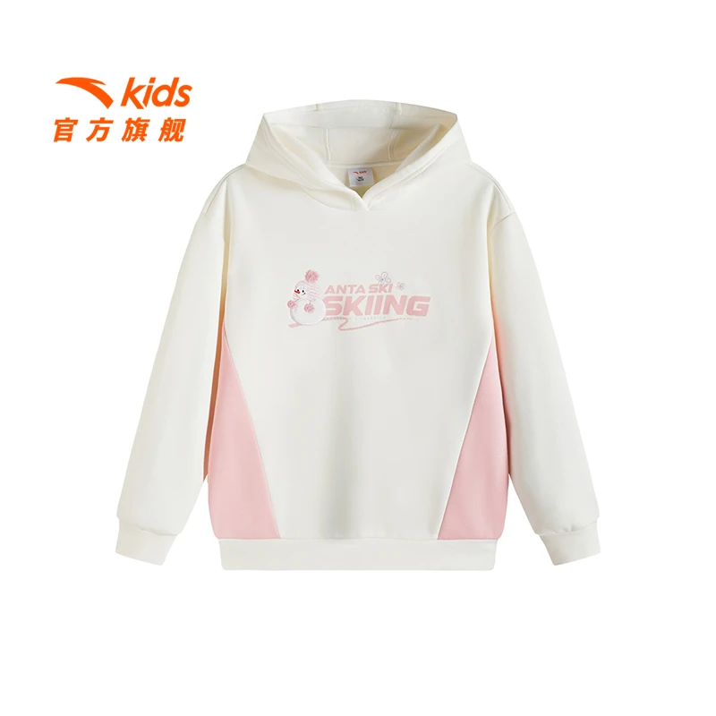 安踏儿童冬季新款时尚保暖加绒加厚防风女童加绒卫衣校服神器