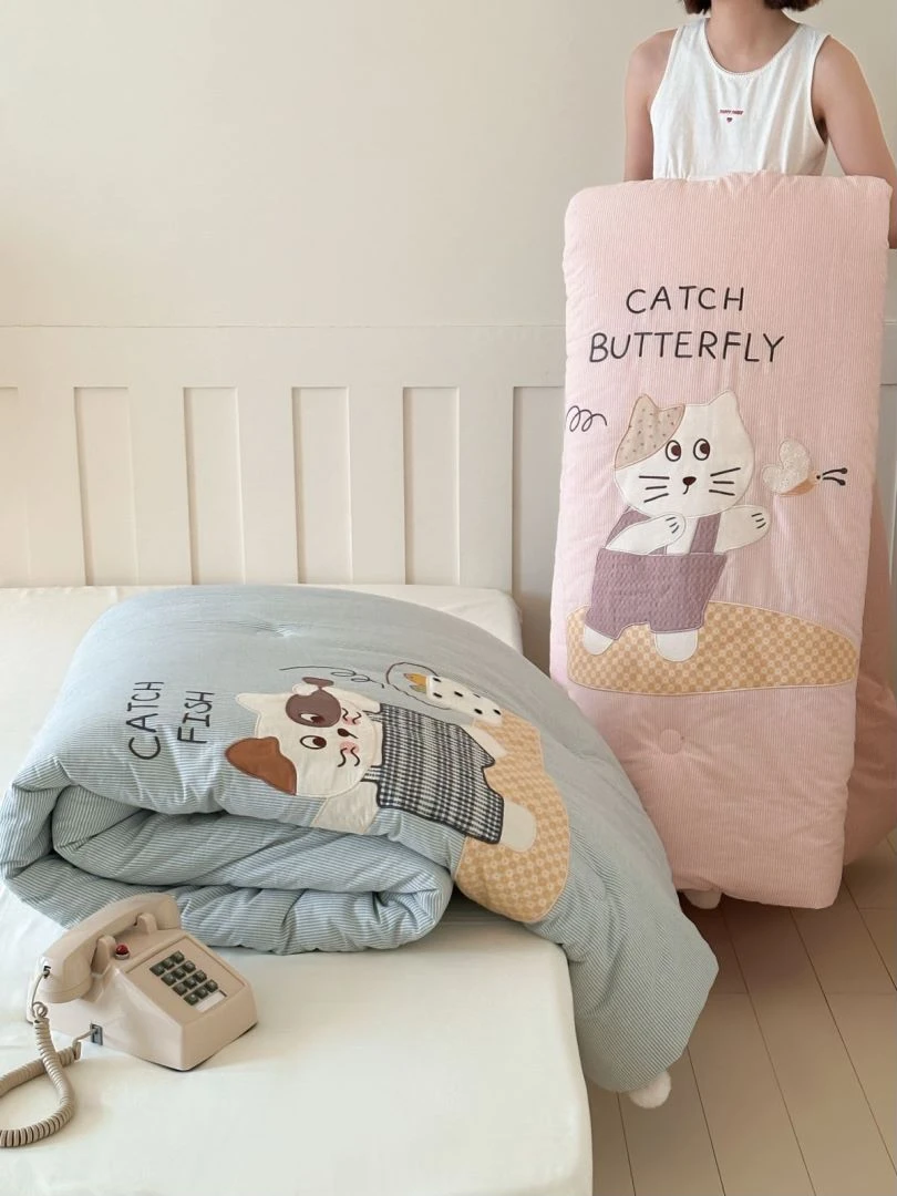 实体Baby house品牌【春田 CATCH】全棉贴布绣四季被纱布可爱加厚