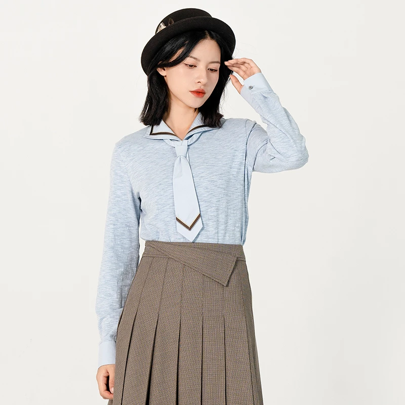 D-HARRY/迪哈利气质学院风领带小众长袖T恤DH231B95868D