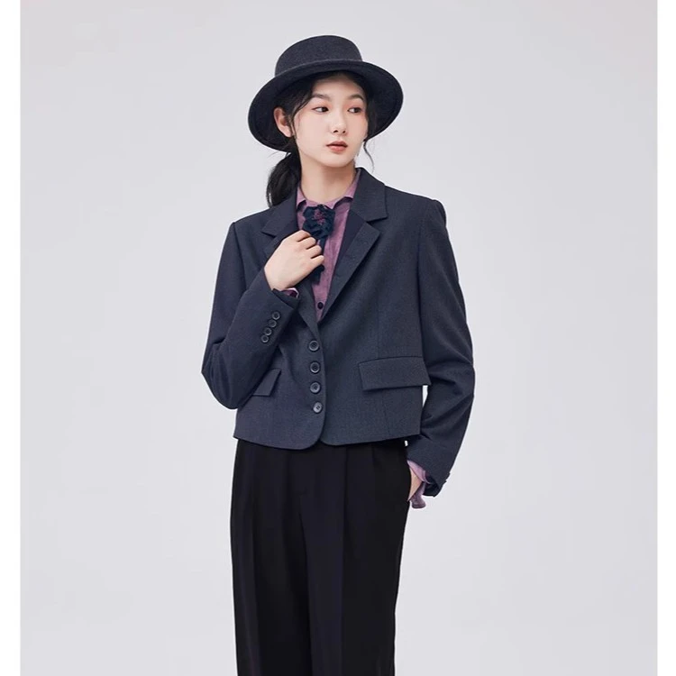 D-HARRY/迪哈利秋新款复古优雅百搭羊毛混纺西装DH233A96399D