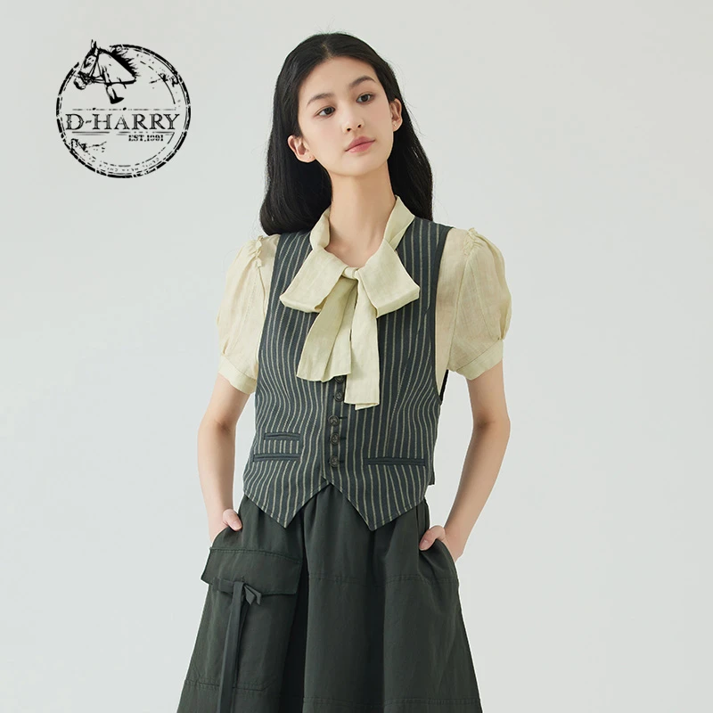 D-HARRY/迪哈利夏季时尚小众宽松复古气质马甲DH232Q96137D