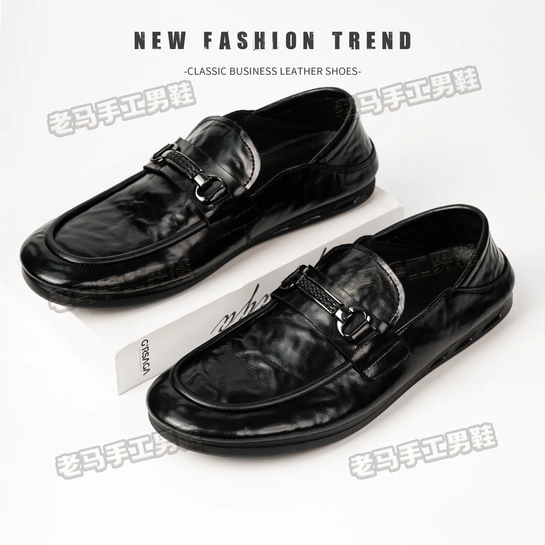 夏季新款真皮懒人一脚蹬豆豆鞋男软皮透气潮流商务休闲男鞋85282