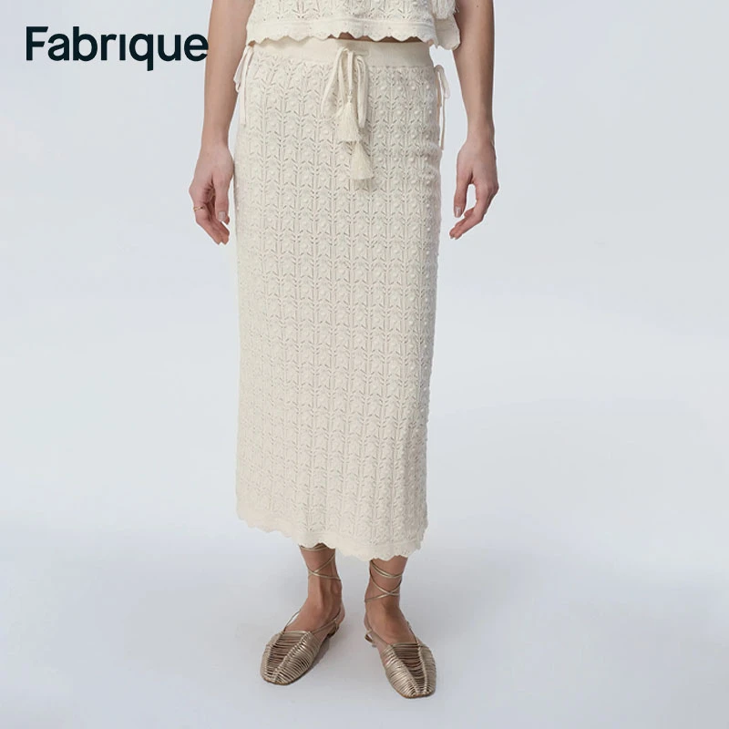 【Fabrique】博主同款流苏铃铛裙绑带镂空针织气质显瘦半身裙半裙