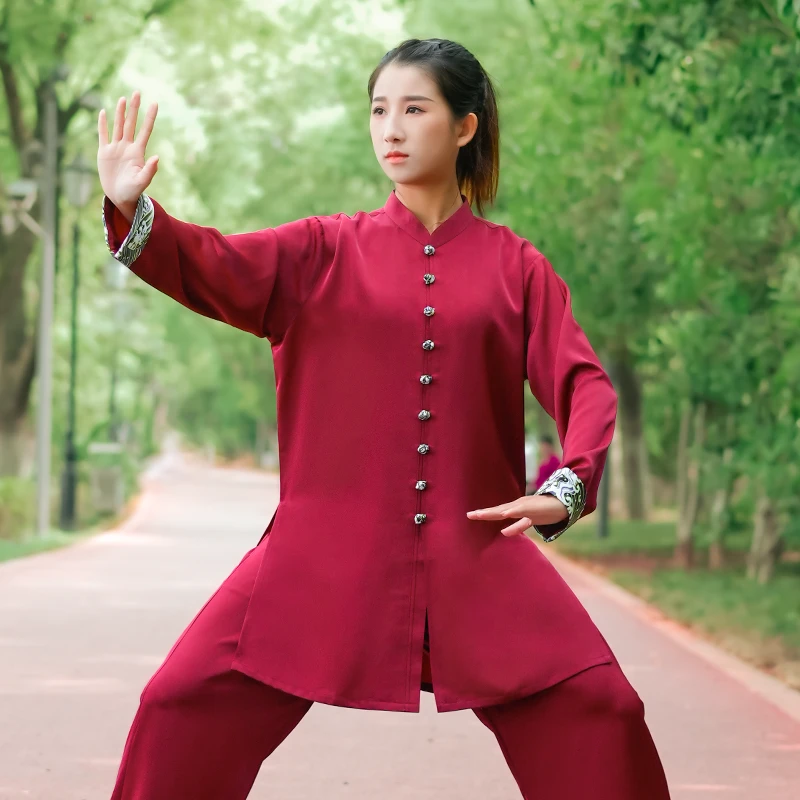 双面醋酸缎太极服女新款飘逸高端表演服装太极拳练功服