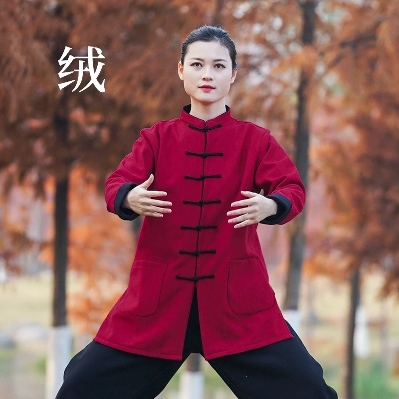 争风华太极服女秋冬季新款加厚绒棉麻太极拳冬装练功服男2025高端