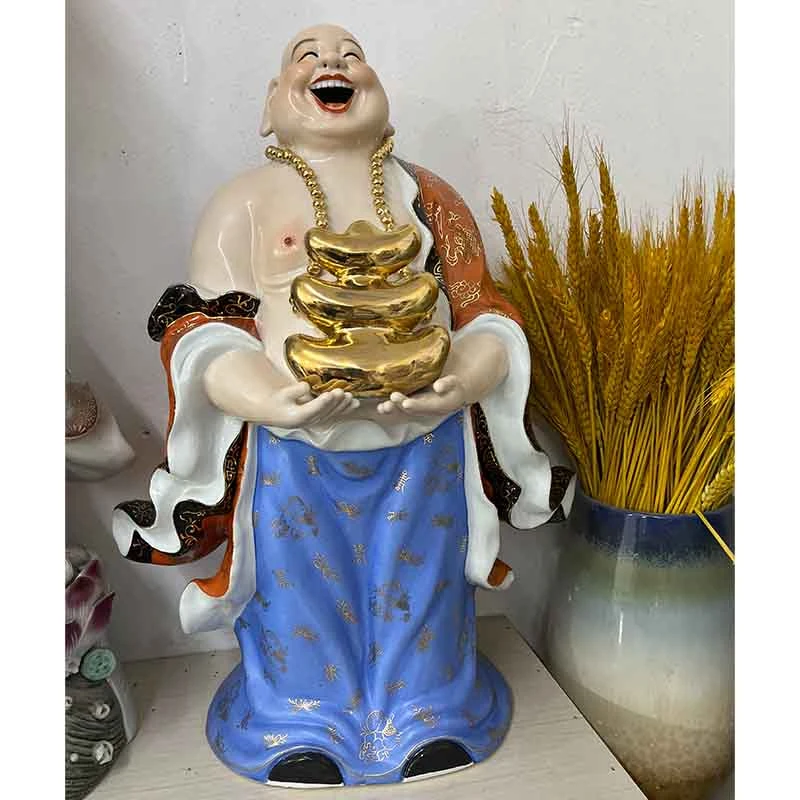 托宝弥勒景德镇雕塑瓷招财弥勒佛中式古肚弥勒佛笑佛高档送礼摆件