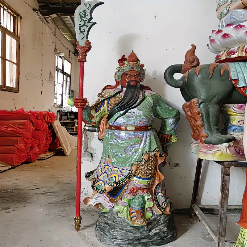 大号陶瓷关二爷景德镇手工粉彩武财神关羽关公工艺品会所店铺摆件