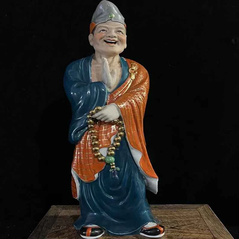 济公活佛景德镇陶瓷雕塑手工捏雕人物李修远降龙罗汉中式摆件道济
