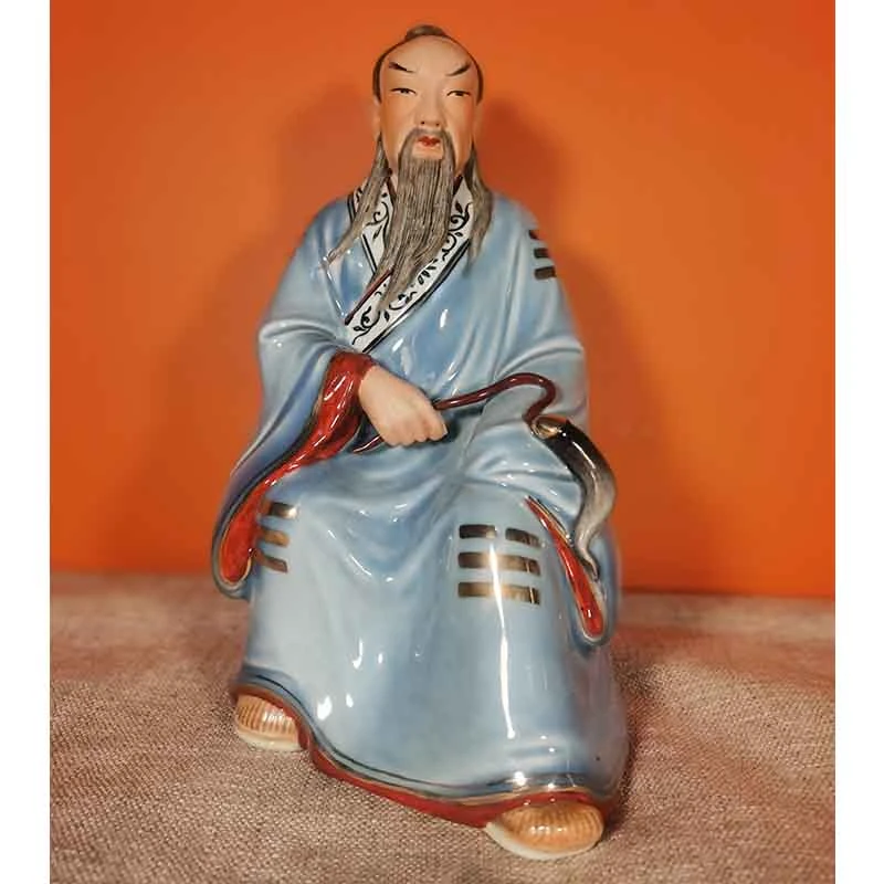 吕洞宾景德镇雕塑瓷早期瓷厂手工生产纯阳真人仙家像吕祖家用摆件