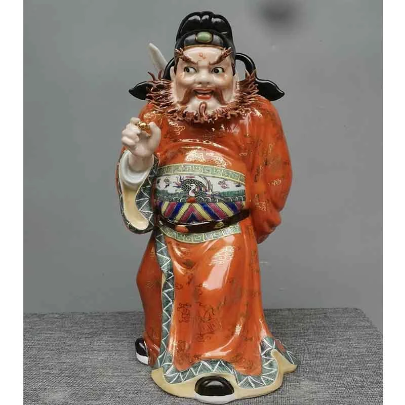 钟馗景德镇雕塑瓷梵红描金钟馗赐福家用公司店铺摆件陶瓷迎福钟馗
