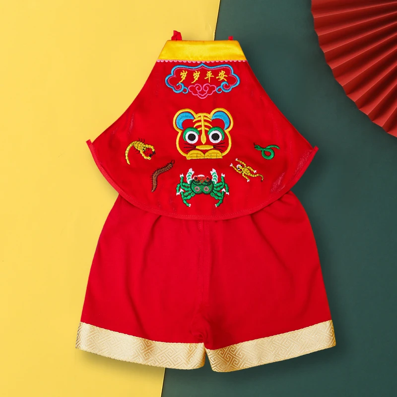 龙年新款婴儿夏季肚兜套装护肚满月百天周岁男女宝宝国潮端午 210