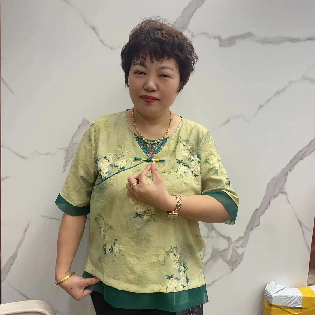 夏季新款国风刺绣领花式上衣3806