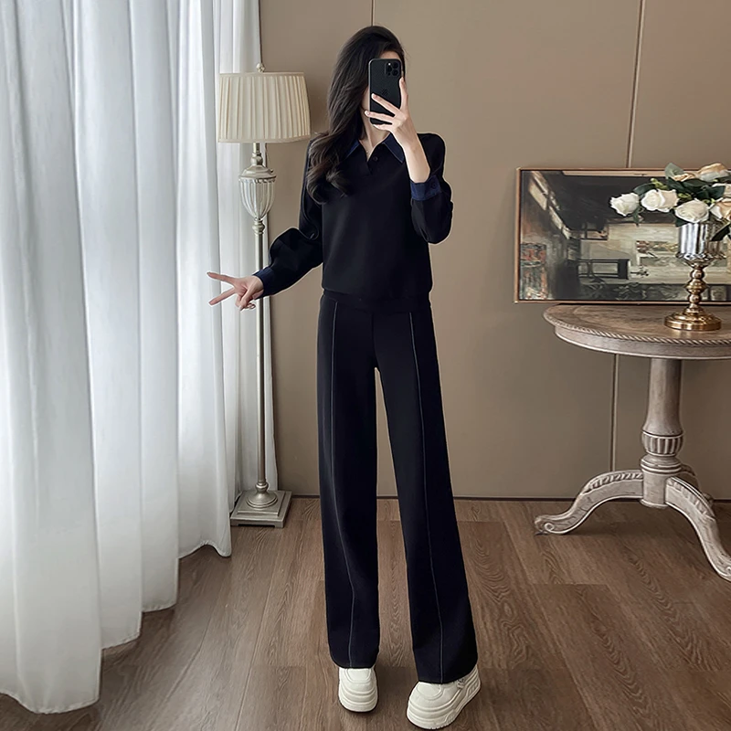 休闲运动套装女秋季时髦减龄欧货高级感洋气卫衣阔腿裤时尚两件套