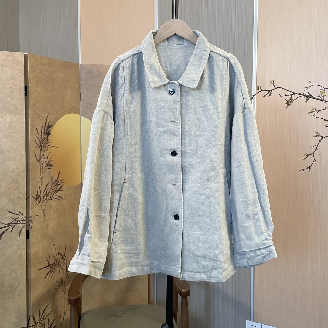 6支重磅双雨露亚麻包边外套11780