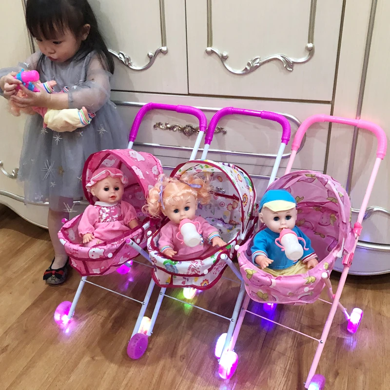 儿童玩具推车带娃娃发光声女童女孩过家家玩具手推车宝宝生日礼物